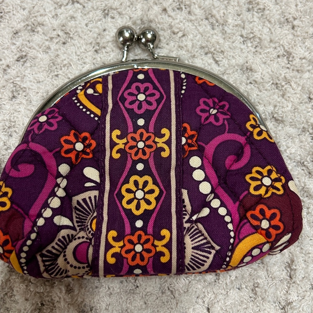 Vera Bradley Purple and Orange Floral Coin Purse
